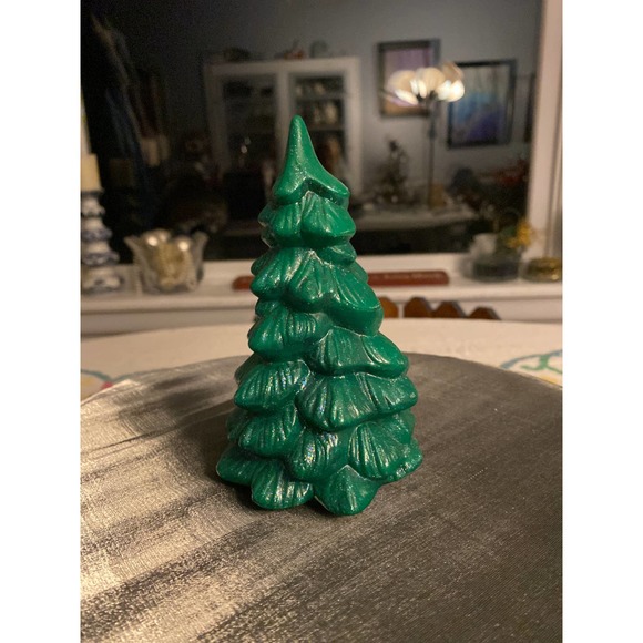 Handmade Ceramic Christmas Tree, No Lights, Green w touch iridescent glitter - Picture 9 of 12